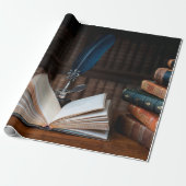 木に古書、黄筆、ヴィンテージが染み付く ラッピングペーパー (アンロールド)