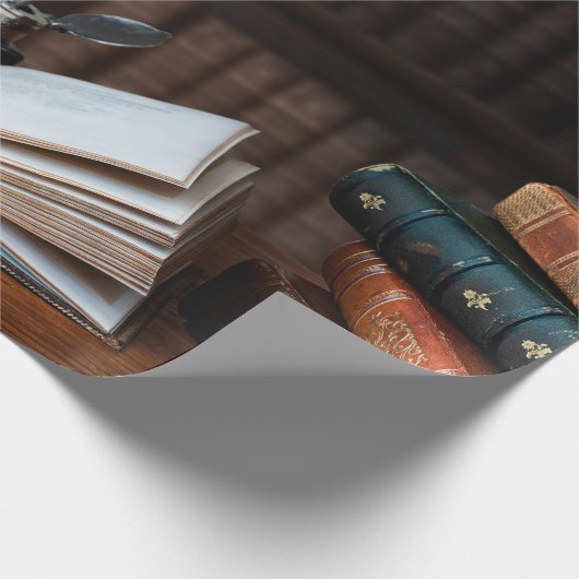 木に古書、黄筆、ヴィンテージが染み付く ラッピングペーパー (角)