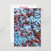 木に咲くピンクの花 招待状 (正面/裏面)