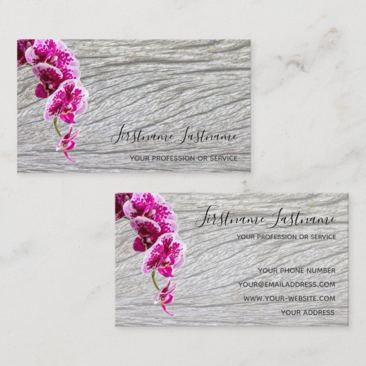 木に咲く美しい紫のピンクのラン 名刺 (正面/裏面)