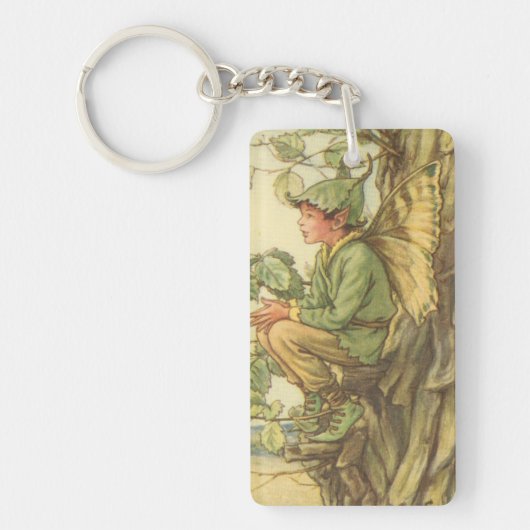 木に坐っている飛んだニレの妖精 キーホルダー (正面)