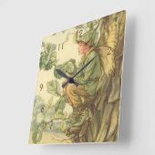 木に坐っている飛んだニレの妖精 スクエア壁時計 (傾斜)