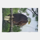 木に威厳のある突き刺さった成熟した禿鷲 キッチンタオル (横)