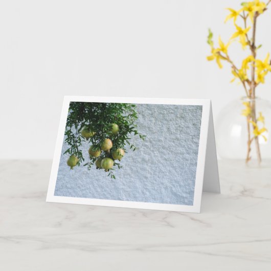 木に実るイチジクの実、白壁の肖像 カード (黄色い花)