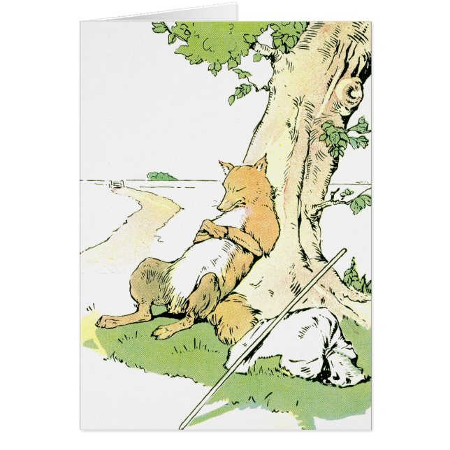 木に対して傾いているうたた寝のキツネ (正面)