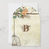 木に座るラスティックな愛の鳥の結婚式 招待状 (裏面)
