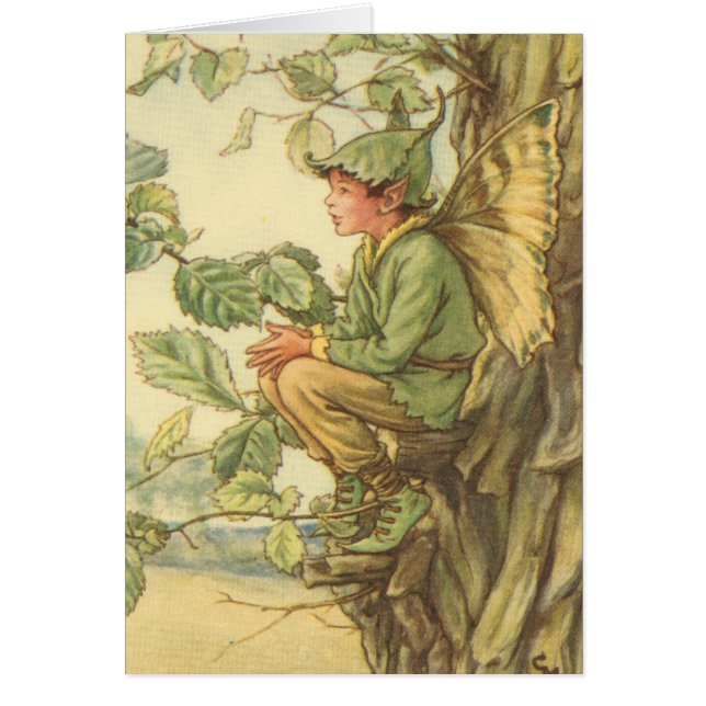 木に座る翼のあるニレの妖精 (正面)