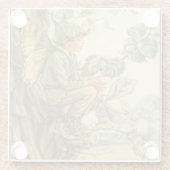 木に座る翼のあるニレの妖精 ガラスコースター (裏面)