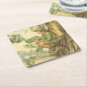 木に座る翼のあるニレの妖精 スクエアペーパーコースター (アングル)
