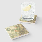 木に座る翼のあるニレの妖精 ストーンコースター (横)