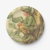 木に座る翼のあるニレの妖精 ペーパープレート (正面)