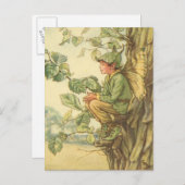 木に座る翼のあるニレの妖精 ポストカード (正面/裏面)