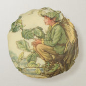 木に座る翼のあるニレの妖精 ラウンドクッション (裏面)