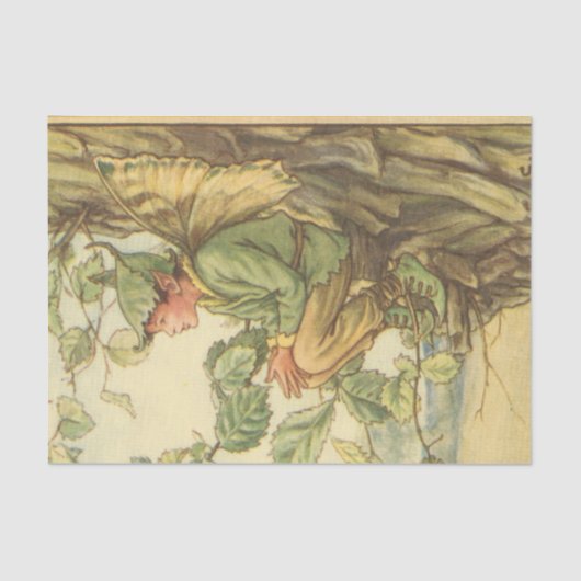木に座る翼のあるニレの妖精 薄葉紙 (正面)