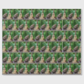 木に彫られたギターアートに感心するビーバー ラッピングペーパー (フラット)