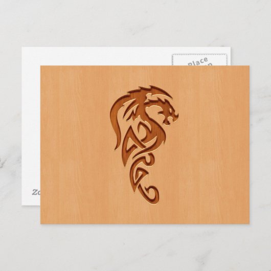 木に彫られたドラゴン効果 ポストカード (正面/裏面)