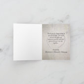 木に彫られたハート、ロマンチックな自然のカスタムデザイン サンキューカード (内部)