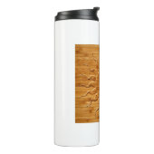 木に彫られた笑顔の太陽顔のプリント タンブラー (回転左)