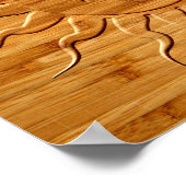 木に彫られた笑顔の太陽顔のプリント ポスター (角)