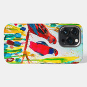 木に止まるロゼラの水彩画 iPhoneケース (裏面横)