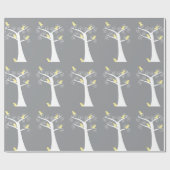 木に浮かぶ5羽の黄色い鳥 ラッピングペーパー (フラット)