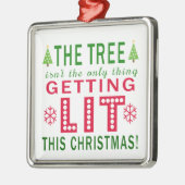 木に火が付いているのはクリスマスだけではない メタルオーナメント (左)