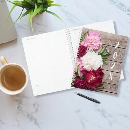 木に牡丹の花を植素朴える プランナー手帳