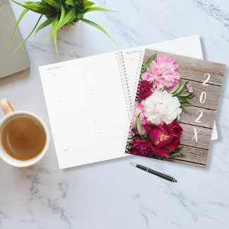 木に牡丹の花を植素朴える プランナー手帳