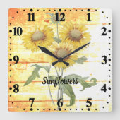 木に生えるひまわり スクエア壁時計 (正面)