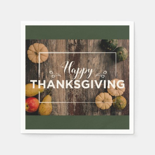 木に生える感謝祭の素朴グルド スタンダードカクテルナプキン (正面)