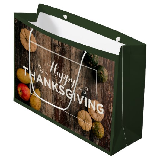 木に生える感謝祭の素朴グルド ラージペーパーバッグ (正面アングル)