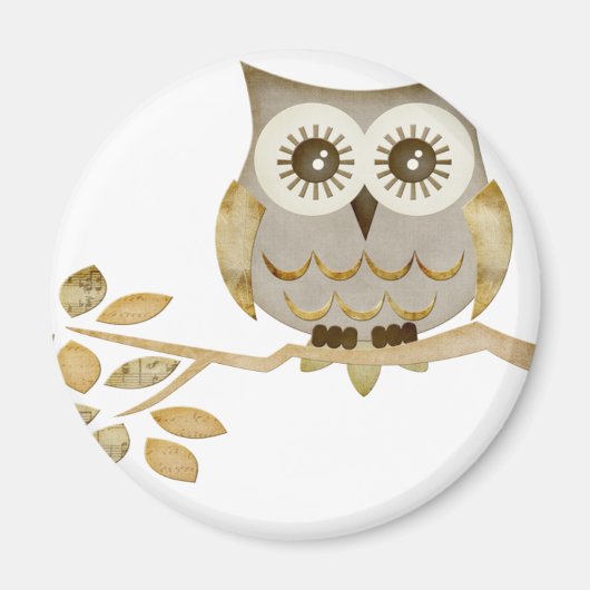 木に生える眼フクロウ マグネット (正面)