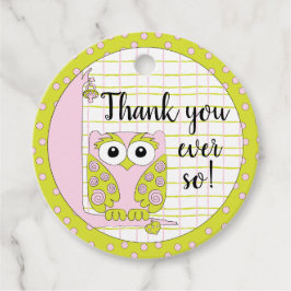 木に生える赤ちゃんシャワーピンクのフクロウ フェイバータグ