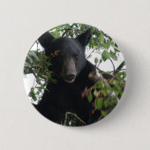 木に生える黒いクマ 缶バッジ (正面)