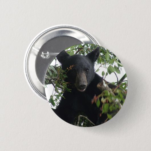 木に生える黒いクマ 缶バッジ (正面&裏面)