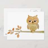 木に眠いフクロウ ポストカード (正面/裏面)