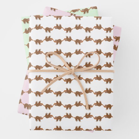 木に眠るナマケモノ数々のの色 ラッピングペーパーシート (インサイチュ)