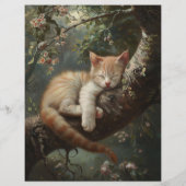 木に眠る子猫ヴィンテージスクラップブック紙 (裏面)