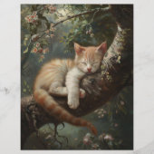 木に眠る子猫ヴィンテージスクラップブック紙 (正面)