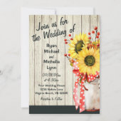 木に素朴ひまわり結婚が 招待状 (正面)
