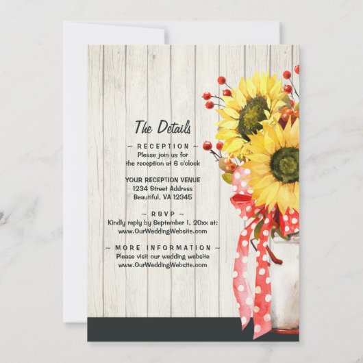 木に素朴ひまわり結婚が 招待状 (裏面)