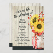 木に素朴ひまわり結婚が 招待状 (正面/裏面)