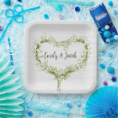 木に結婚白のユリハート ペーパープレート (パーティー)