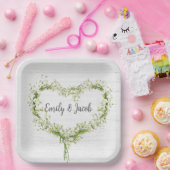 木に結婚白のユリハート ペーパープレート (パーティー)