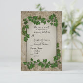 木に絡む緑のツタのデザインの出欠確認カード（食事の選択肢付き） 出欠カード (スタンド正面)