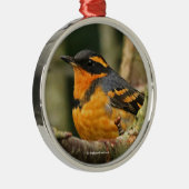 木に美しい多様なツグミの松の鳥 メタルオーナメント (右)