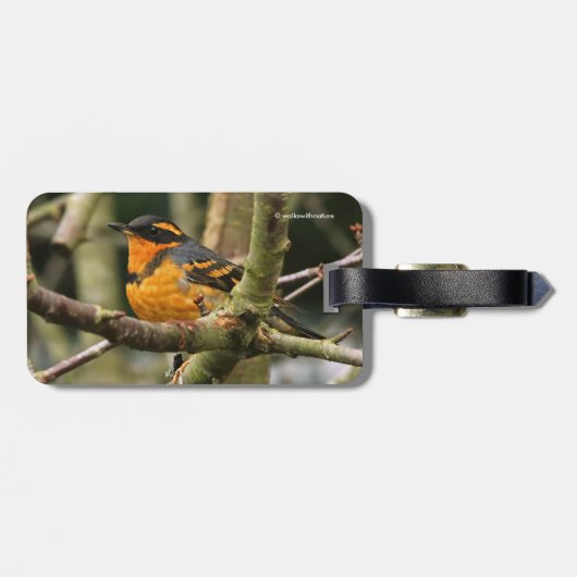 木に美しい多様なツグミの松の鳥 ラゲッジタグ (裏面横)