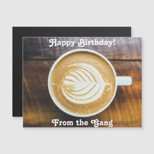 木に葉状の泡を付けたコーヒーラテカップ (正面/裏面)