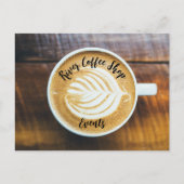 木に葉状の泡を付けたコーヒーラテカップ ポストカード (正面)