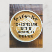 木に葉状の泡を付けたコーヒーラテカップ ポストカード (正面)